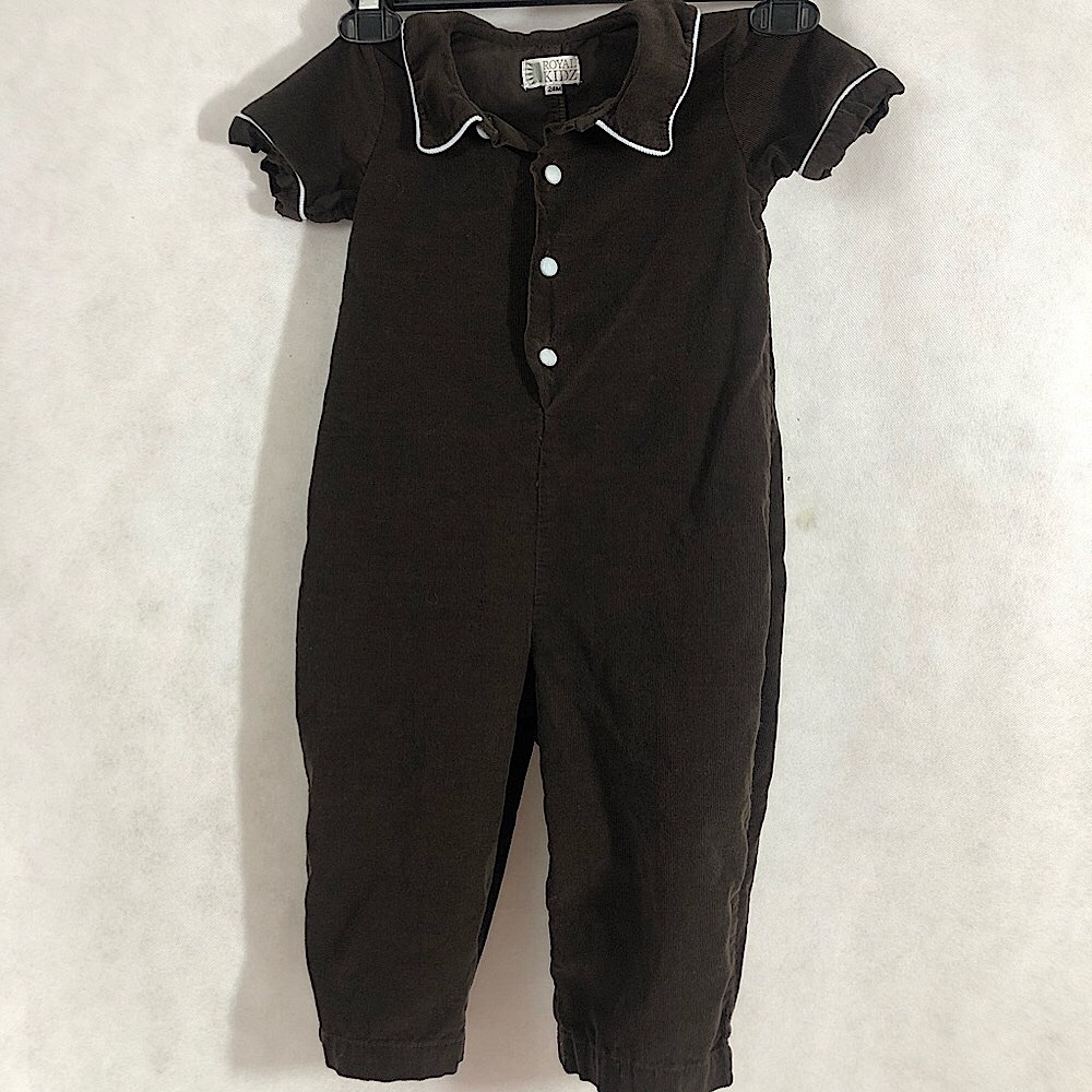 Royal Kidz Corduroy Brown One Piece 24 Months